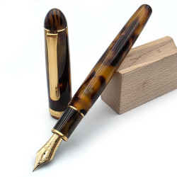 ☆ 庫新品☆PLATINUM 白金牌 3776 賽璐珞 玳瑁 '' 18K '' 鋼筆 (舊款雕花筆尖）#PT-56600