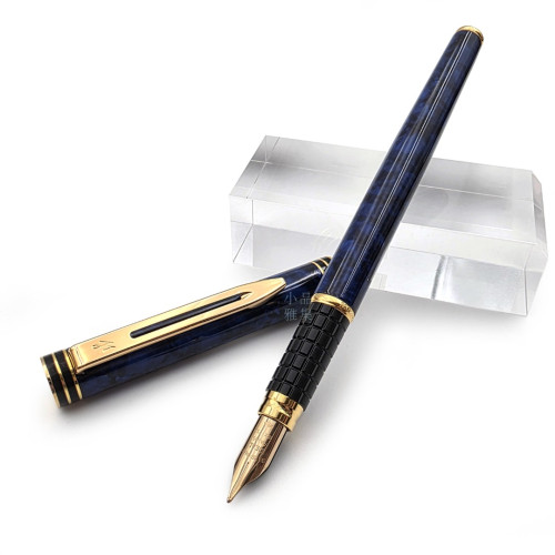 【庫新品】法國 Waterman 18k金 經典花紋(藍漆) M尖 鋼筆 GN-86698