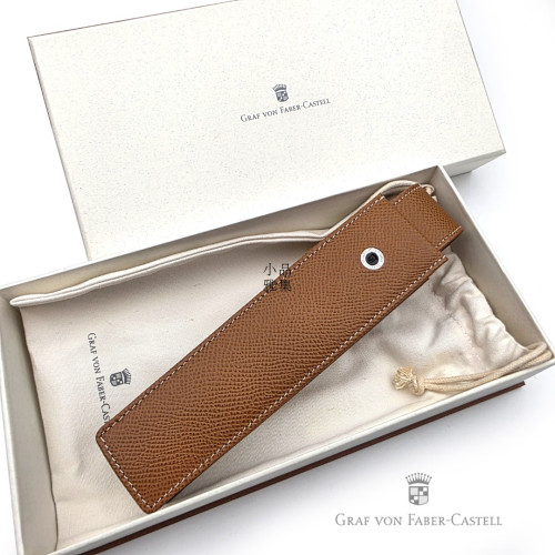 德國 Graf von Faber-Castell 單支入 皮質筆套 壓紋款（干邑棕 ）