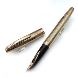 【中古品】西華 SHEAFFER 14K金尖 澳洲製  Touchdown 氣壓上墨 包金桿直紋款 EX-5482