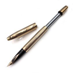 【中古品】西華 SHEAFFER 14K金尖 澳洲製  Touchdown 氣壓上墨 包金桿直紋款 EX-5482