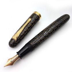 【中古品】日式老筆 14K尖 鐮倉雕 滴入式鋼筆 EX-8347 (限門市面交）