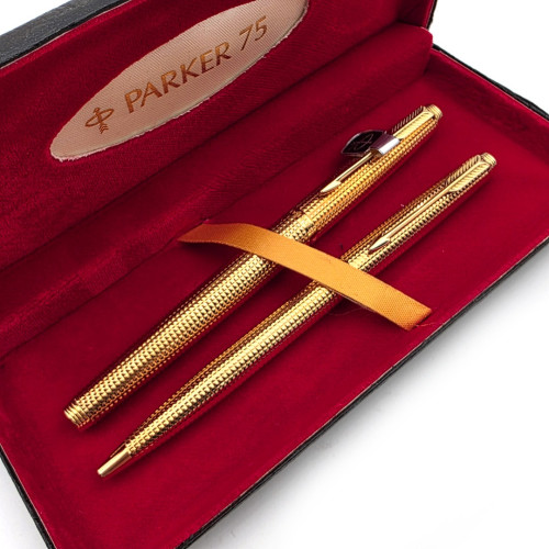 【庫新品】派克 PARKER 75 法國釘紋 14k尖  鋼筆/原子筆 對筆   EX-9602