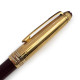 【中古品】MONTBLANC 萬寶龍 純銀鍍金蓋 酒紅桿 144 / 18k金 M尖 (搭配墨水禮盒)EX-2201 8成新