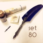 義大利 Bortoletti set80 羽毛沾水筆+沾水筆尖+沾水筆墨水一瓶 組合（blu深藍色羽毛款）