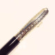 法國 S.T. DUPONT 都彭 LINE D系列 Black lacquer & palladium 14K鋼筆（大格紋銀色筆蓋）