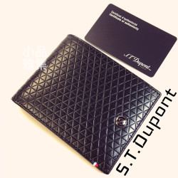 法國 S.T. DUPONT 都彭 六卡菱格紋黑色 真皮短夾 180090 法國 S.T. DUPONT 都彭 六卡菱格紋黑色 真皮短夾 180090
