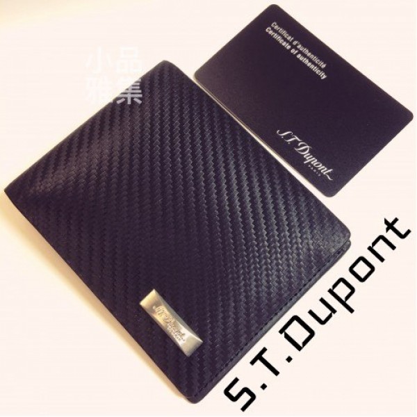 法國 S.T. DUPONT 都彭 黑色紋六卡 真皮短夾 170001
