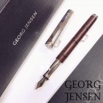 丹麥 GEORG JENSEN 喬治傑森 925純銀 頂級鱷魚皮 BESPOKE ALLIGATOR 鋼筆（咖啡）