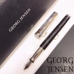 丹麥 GEORG JENSEN 喬治傑森 925純銀 頂級鱷魚皮 BESPOKE ALLIGATOR 鋼筆（黑）
