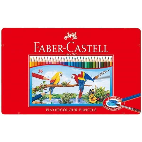 德國Faber-Castell 輝柏36色水性色鉛筆（鐵盒裝附水彩筆）(115937)