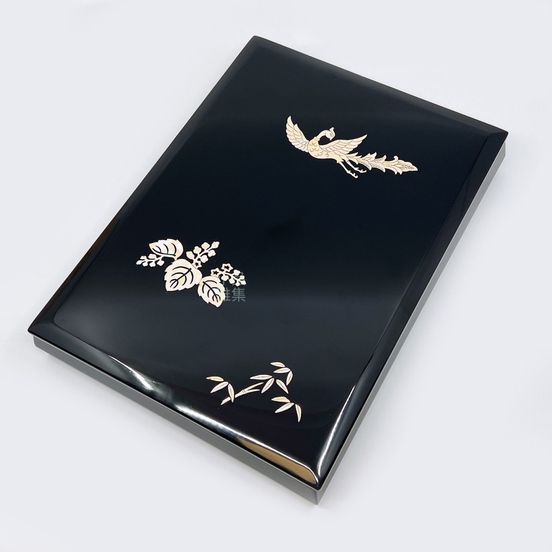 古物』 日式鳳凰紫藤花螺鈿漆器九入筆盒