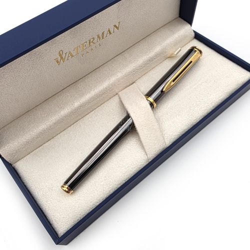 =中古美品=法國 WATERMAN 亮鉻金夾 沈穩好寫 鋼筆 #PJ-60400 