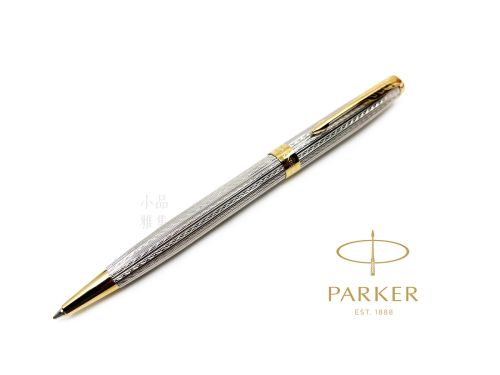 派克 PARKER 新款SONNET 卓爾致臻系列 原子筆（純銀波浪紋）