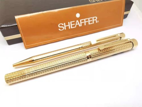 =庫存新筆= SHEAFFER 西華TARGA 1007 鍍金 格紋 14K USA製 鋼筆/原子筆