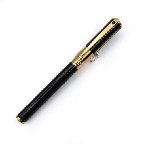 =中古美品= S.T. DUPONT 都彭 D-Initial系列 鋼珠筆 亮黑金夾(刻字）