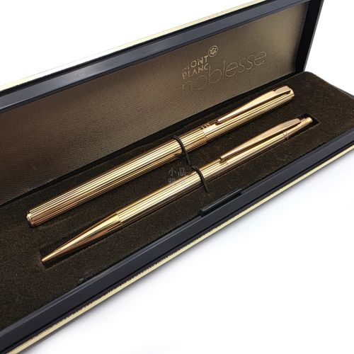 =庫存新品=MONTBLANC   萬寶龍 貴族 鍍金 14K EF 鋼筆 /0.7 按壓自動鉛筆 一對 #67799