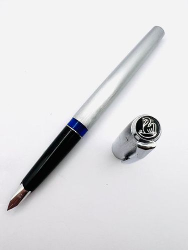 ☆典藏老筆☆ PELIKAN 百利金 SILVEXA  14C 銀沙髮絲紋 鋼筆 #MT22345