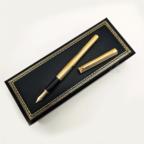  ☆典藏老筆☆ dunhill 登喜路 鍍厚金直條 ‘’18K金尖‘’ 鋼筆 德國大廠筆尖 ( 庫存新品 #GH-1400k )