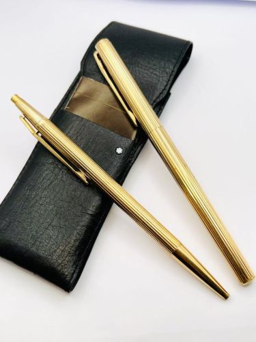 =二手好物＝MONTBLANC 萬寶龍 Noblesse 貴族 鍍金 原子筆/鋼筆 組