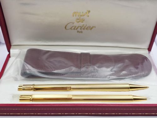 =庫存新品= Cartier卡地亞  must de 鍍金 自動鉛筆/原子筆 