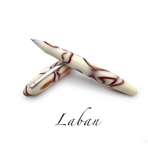 臺灣 LABAN 高級樹脂  早期款 鋼珠筆 （白色 - 紅紋路）