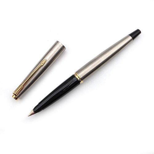 =庫存新品= 老筆 派克 PARKER 45 美國製 全不鏽鋼  10K 尖 鋼筆XF （全新）