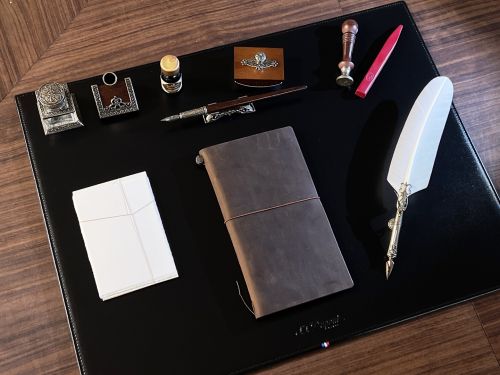 法國 S.T. DUPONT 都彭 LINE D 黑色 真皮 皮革 桌墊 皮墊 寫字墊 (54X42X0.5 cm)