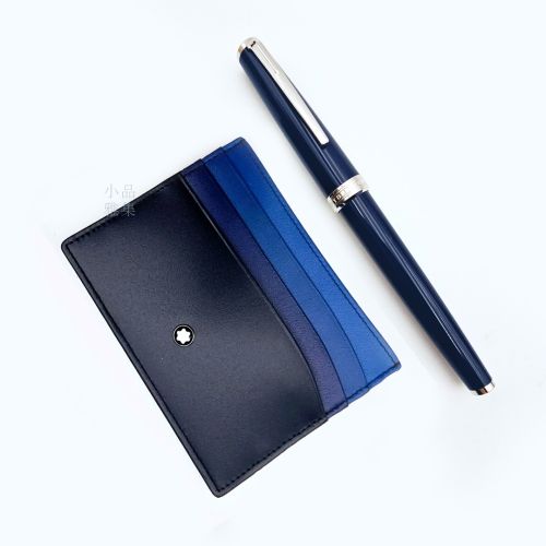 德國 Montblanc 萬寶龍 PIX 鋼珠筆 × 六卡皮夾 藍色 套組 (128956)