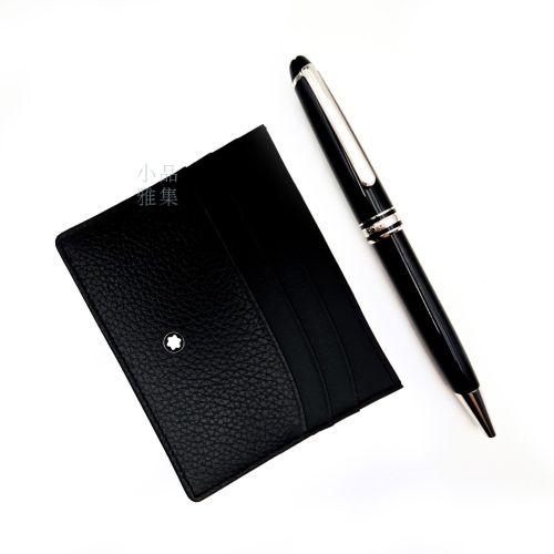 德國 Montblanc 萬寶龍 Meisterstück 大班經典原子筆＋粒面皮革卡夾 套組 （128955）