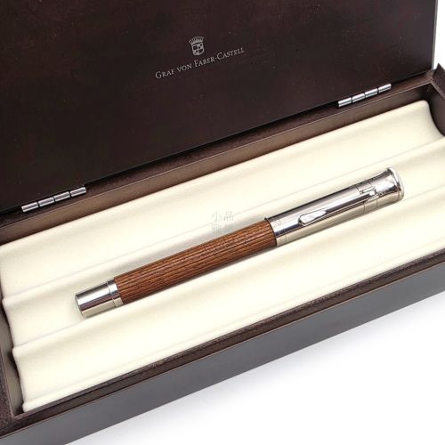 【中古美品】Graf von Faber-Castell 輝柏伯爵早期圖徽款｜巴西蘇木鍍銀蓋鋼筆｜EF尖｜筆蓋頂錢幣紋設計