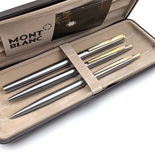 ☆典藏老筆☆MONTBLANC 貴族 不銹鋼桿 14K金 鋼筆/原子筆/0.5mm 自動鉛筆 MB-67100