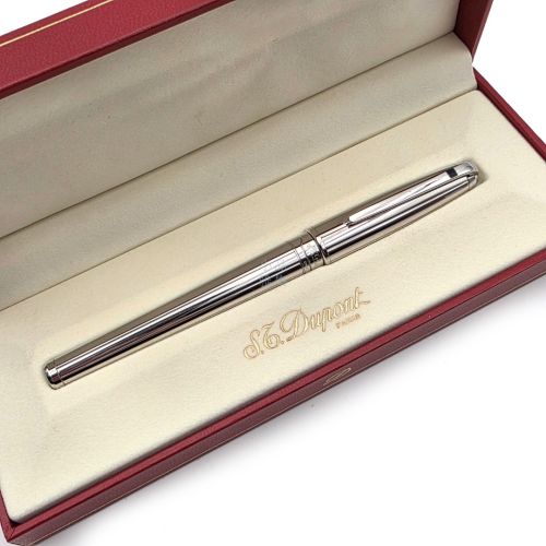 ☆典藏老筆☆ S.T. Dupont 都彭 OLYMPIO 鍍鈀直條紋 18K金 鋼筆  #482500