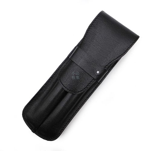 = 中古品 = Montblanc 萬寶龍 上掀 2支裝 筆袋 輕薄皮 老款老花 筆袋 $1800