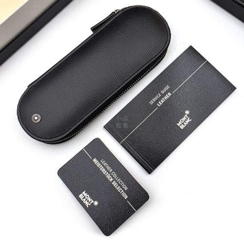 = 福利展示品出清 = Montblanc 萬寶龍 水波紋 側翻拉鍊 二支裝 筆袋 # ＄6500