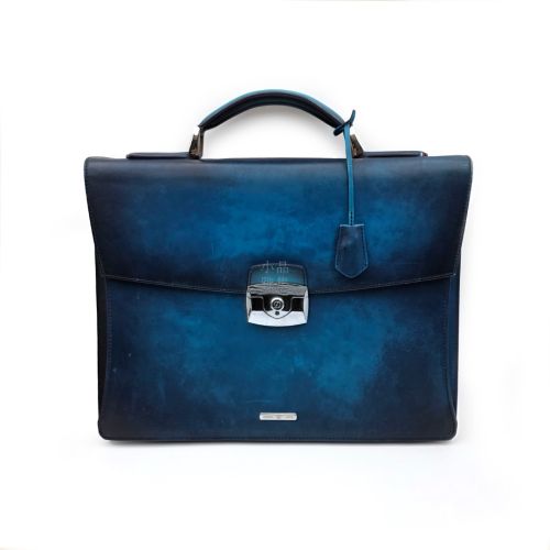 =中古品= S.T. Dupont 都彭 Atelier 藍色公事包（Blue Briefcase） 