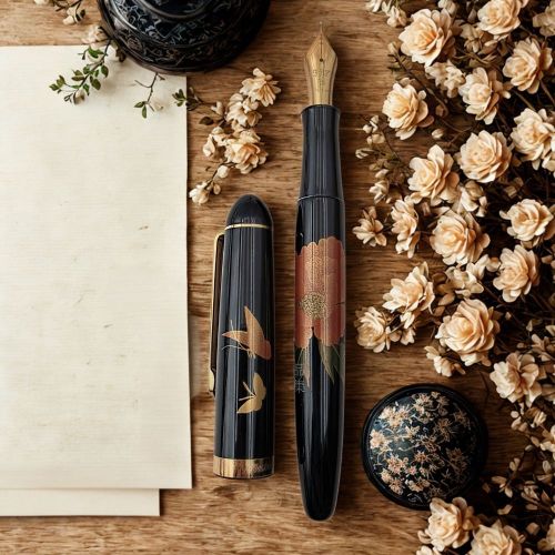 ☆典藏老筆☆ Platinum 3776 蒔繪 URUSHI Maki-e《牡丹與蝶》鋼筆 14K 太字尖 PTB-40000