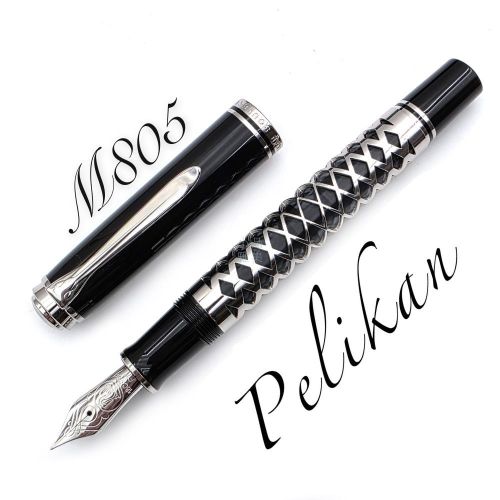 德國 Pelikan 百利金 M805 金屬菱格鏤飾 18k 鋼筆