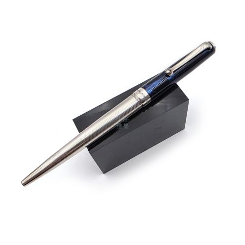 ☆典藏老筆☆ 義大利 Montegrappa 萬特佳 925純銀飾,藍色花紋原子筆 #UD-8452