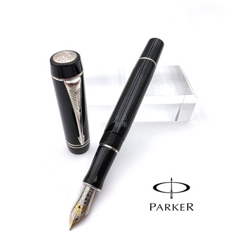 Parker 派克 Duofold 多福 Mini 黑色 18K金 鋼筆 （僅能使用卡式墨水）銀夾