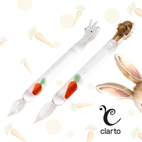 『預購商品，預計二月到貨』日本 clarto lavie系列 與兔子玩耍 玻璃沾水筆 (兩款可選)