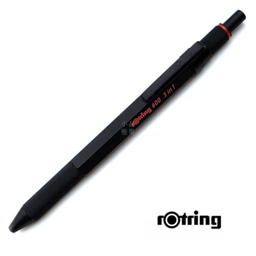德國 rotring 洛登 600型 金屬筆桿 3IN1 多功能筆（黑色）