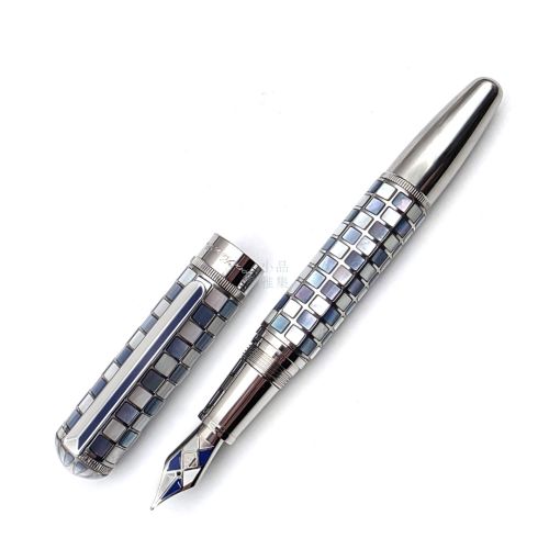 Booker.cr 布克希爾 棋盤方格 珍珠母貝 鋼筆 (藍)