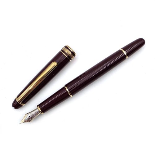 ☆典藏老筆☆ 德國 MONTBLANC 萬寶龍 144 - F尖 雙色 鋼筆 M-41859 (9成新）-酒紅色-