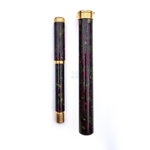 Waterman 水人  Lady Pen 法國製 18K 金尖鋼筆 附上隨身型筆筒（波爾多紅與墨綠大理石紋）