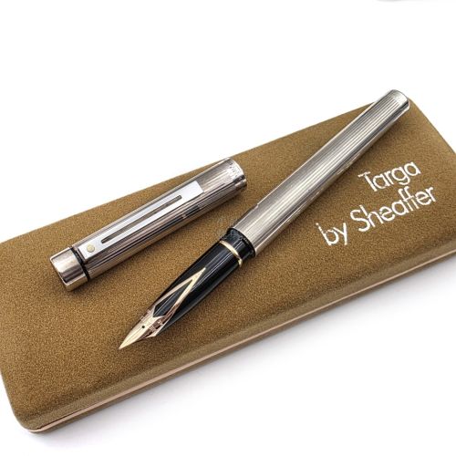 ☆典藏老筆☆ SHEAFFER 西華 TARGA 純銀直線紋 14K金尖 F尖＃SF-2540