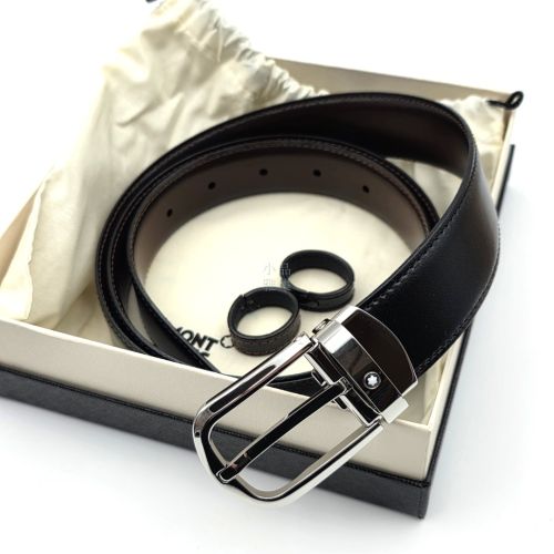 德國 Montblanc 萬寶龍 馬蹄形扣 商務雙面皮帶（114412）