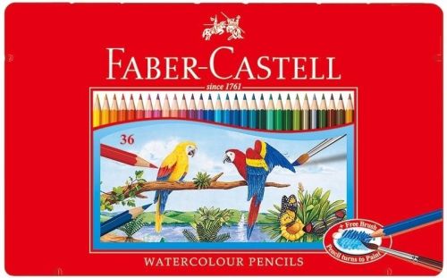 Faber-Castell】輝柏水彩色鉛筆附水彩筆鐵盒36色/盒115937 - momo購物網- 好評推薦-2025年2月