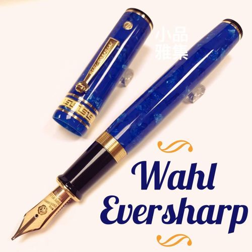 美國 Wahl-Eversharp DECOBAND 飾環系列 Oversized 18K金 氣壓上墨 鋼筆（AMALFI BLUE藍色大理石 金夾）