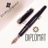 德國 DIPLOMAT 迪波曼 卓越A 琺瑯黑銀夾 鋼筆（14K金尖 拔蓋款）